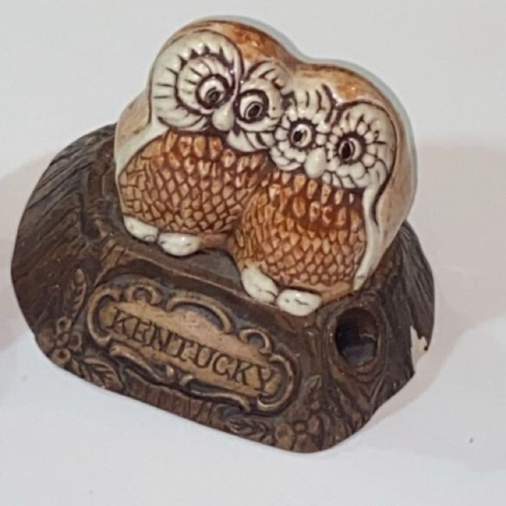 VTG,Treasure Craft Made In USA Owl Figurine with Kentucky Plaque